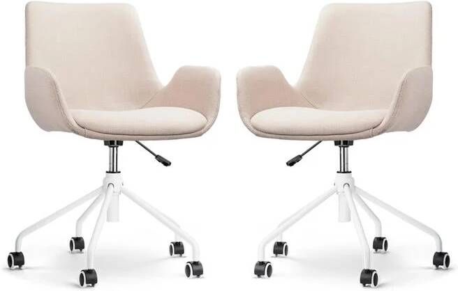 Nolon Nout-Eef Bureaustoelen Set van 2 Beige Wit Onderstel