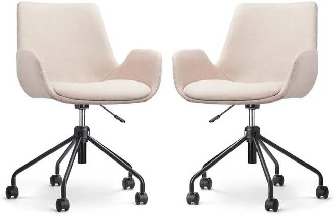 Nolon Nout-Eef Bureaustoelen Set van 2 Beige Zwart