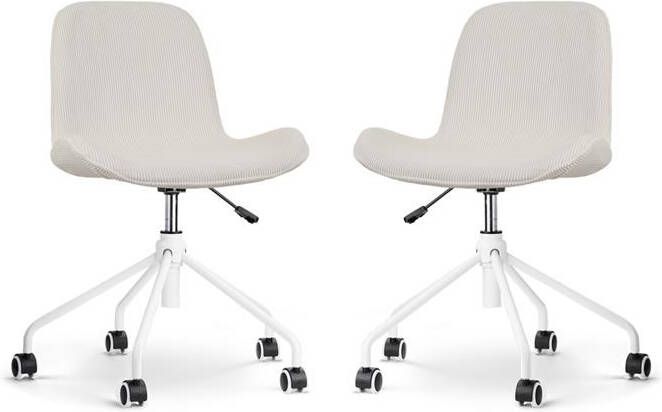 Nolon Nout-Fé Bureaustoelen Set van 2 Rib Crème Wit Onderstel