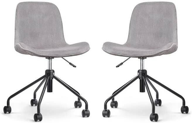Nolon Nout-Fé Bureaustoelen Set van 2 Rib Warm Grijs Zwart Onderstel