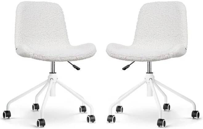 Nolon Nout-Fé Bureaustoelen Set van 2 Teddy Wit Onderstel