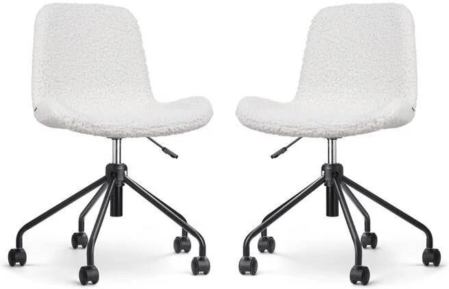 Nolon Nout-Fé Bureaustoelen Set van 2 Teddy Wit Zwart Onderstel