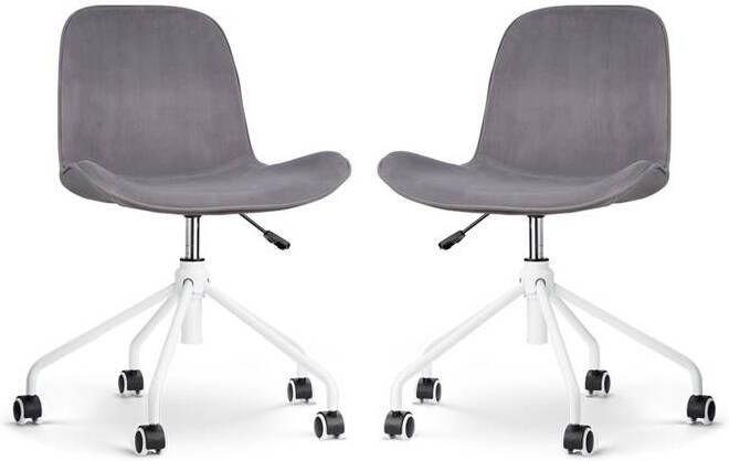 Nolon Nout-Fé Bureaustoelen Set van 2 Velvet Grijs Wit Onderstel