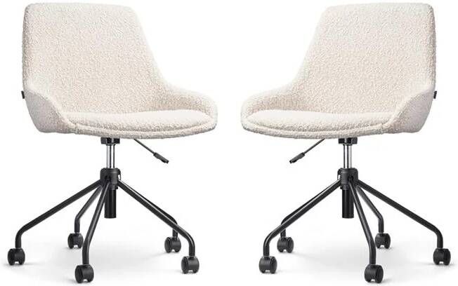 Nolon Nout-Isa Bureaustoelen Set van 2 Bouclé Beige Zwart