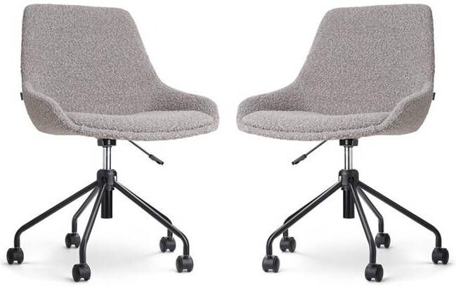 Nolon Nout-Isa Bureaustoelen Set van 2 Bouclé Taupe Zwart