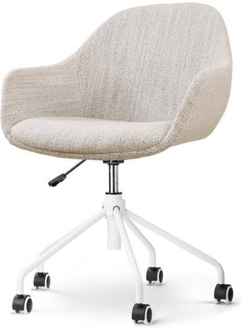 Nolon Nout-Mae Bureaustoel Beige Gemêleerd- Armleuning Wit Onderstel