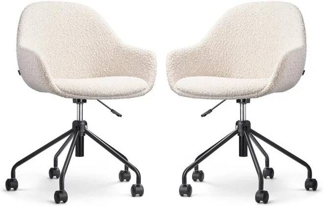 Nolon Nout-Mae Bureaustoelen Set van 2 Bouclé Beige Zwart