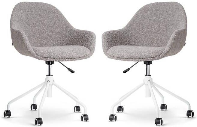 Nolon Nout-Mae Bureaustoelen Set van 2 Bouclé Taupe Wit