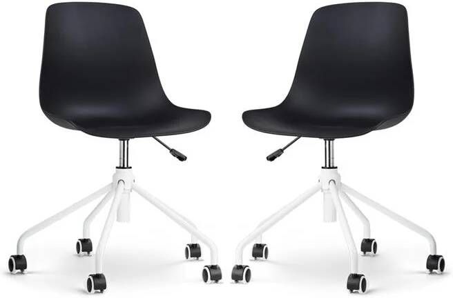 Nolon Nout-Pip Bureaustoelen Set van 2 Zwart Wit Onderstel