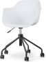 Nolon Nout-Puk Bureaustoel Wit met Armleuning Kunststof Zitting Verstelbaar Wieltjes Zwart Onderstel - Thumbnail 2