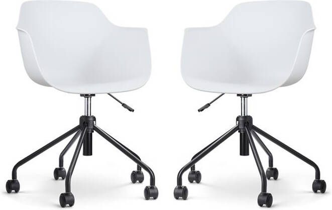 Nolon Nout-Puk Bureaustoelen Set van 2 Wit Zwart Onderstel