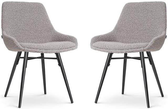 Nolon Nova-Isa Eetkamerstoelen Set van 2 Bouclé Taupe Zwarte Poten