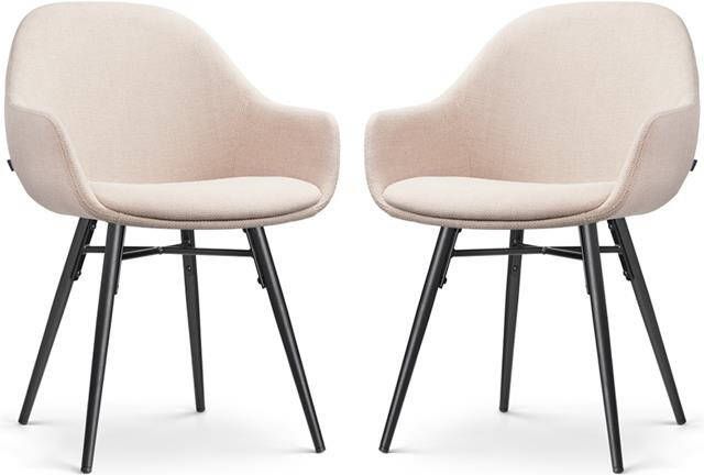 Nolon Nova-Mae Eetkamerstoelen Set van 2 Beige Zwarte Poten