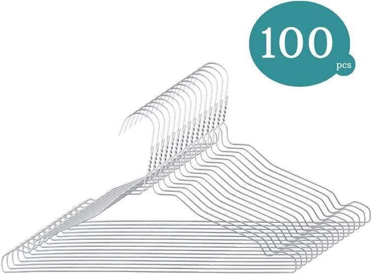 Nordix Kledinghangers Set 100 Stuks Metaal Draadhanger Kleerhangers