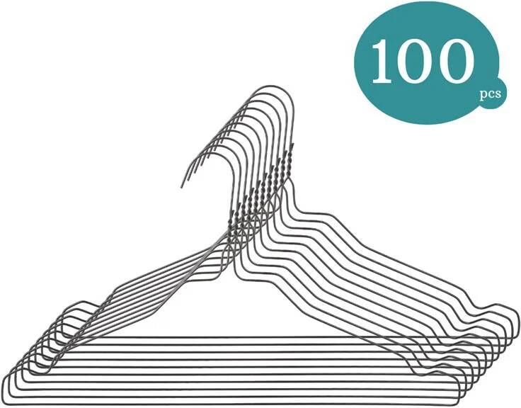 Nordix Kledinghangers Set 100 Stuks Metaal Zwart Draadhanger Kleerhangers
