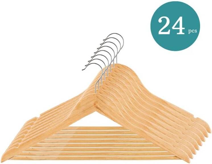 Nordix Kledinghangers Set 24 stuks Hout Kleerhangers