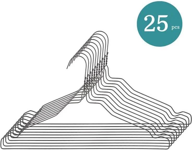 Nordix Kledinghangers Set 25 Stuks Metaal Zwart Draadhanger Kleerhangers