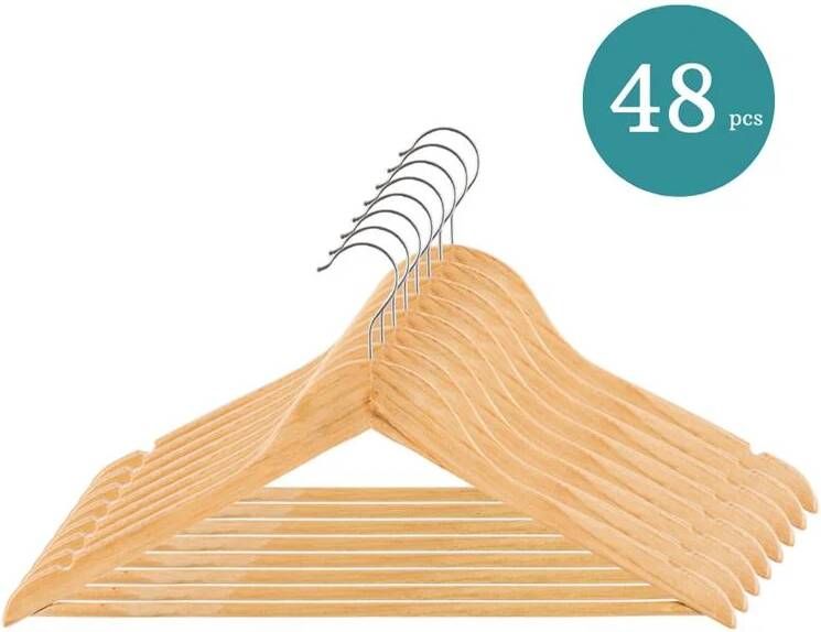 Nordix Kledinghangers Set 48 stuks Hout Kleerhangers
