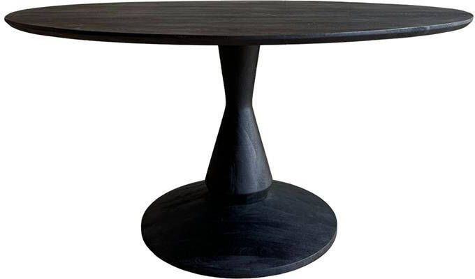 Old Inn Wonen Old Inn Eetkamertafel Mango zwart rond 150cm met houten poot