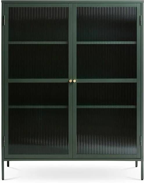 Olivine Katja Metalen Vitrinekast met Ribglas B 111 cm Groen