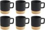 Orange85 OTIX Espresso Kopjes Zwart Set van 6 met Bamboe Onderzetter Met oor Koffiekopjes - Thumbnail 2