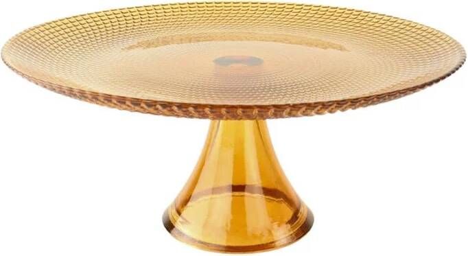 OTIX Taartplateau met Voet Serveerplateau 28cm Amber Kleur Glas