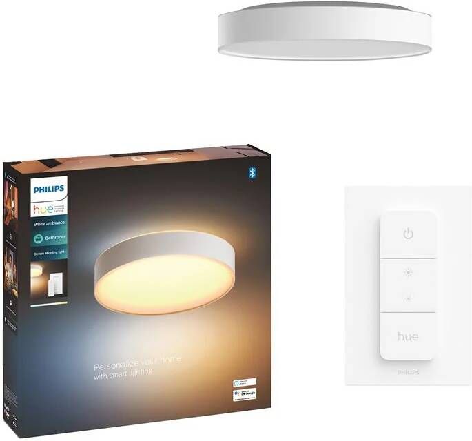 Philips Hue Devere plafondlamp warm tot koelwit licht wit 38cm 1 dimmer switch