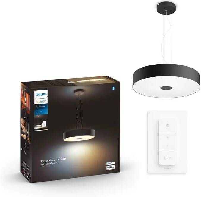 Philips Hue Fair hanglamp warm tot koelwit licht zwart 1 dimmer switch