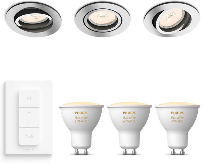 Philips Hue Philips Donegal Inbouwspots met White Ambiance & Dimmer Chroom