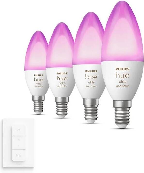 Philips Hue Uitbreidingspakket White and Color Ambiance Kaarslamp E14 4 Lampen