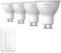 Philips Hue Uitbreidingspakket White GU10 4 Hue Lampen en Dimmer Switch Warm Wit Licht Dimbaar - Thumbnail 2