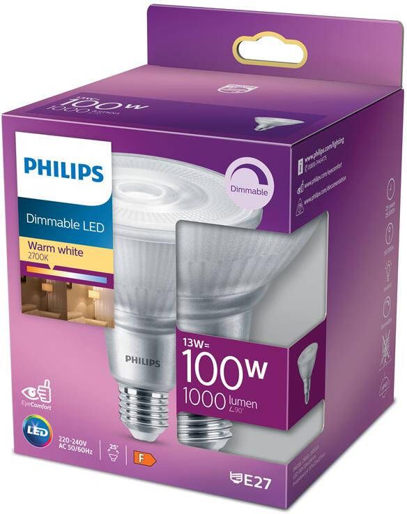 Philips LED reflector PAR 38 lamp niet dimbaar E27 13W 1000lm 2700K…