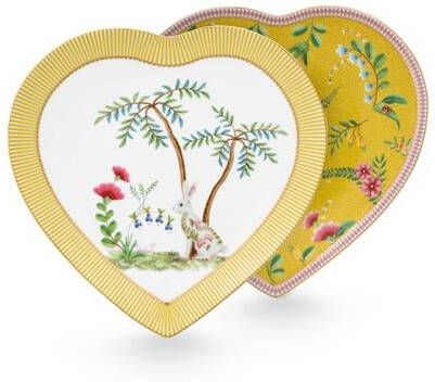 Pip Studio La Majorelle Hartvormige Borden Geel Porselein Set van 2 21.5cm
