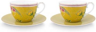 Pip Studio La Majorelle Kop en Schotel Geel Porselein Set van 2 280ml