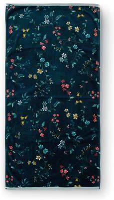 Pip Studio Les Fleurs Badhanddoek 70 x 140 cm Donkerblauw