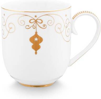 Pip Studio Mok Royal Winter Wit Goud Set van 4 325ml