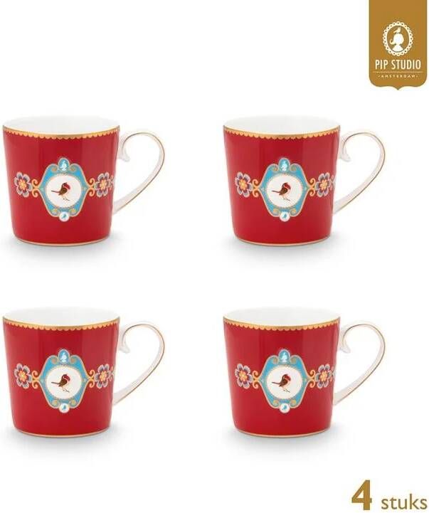 Pip Studio Mokken Love Birds Medallion Rood 150ml