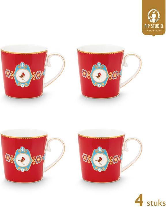 Pip Studio Mokken Love Birds Medallion Rood 250ml