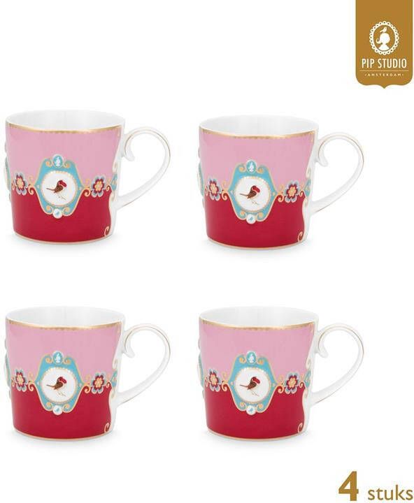 Pip Studio Mokken Love Birds Medallion Rood Roze 150ml