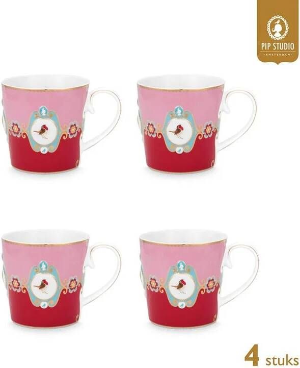 Pip Studio Mokken Love Birds Medallion Rood Roze 250ml