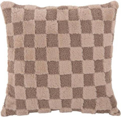 Present time Sierkussen Checker Bruin 45x45x15cm
