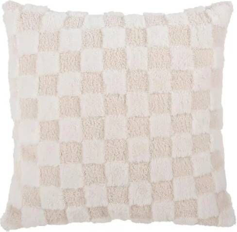 Present time Sierkussen Checker Wit 45x45x15cm