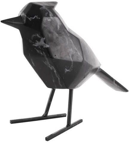 present time Statue bird large polyresin marble print black