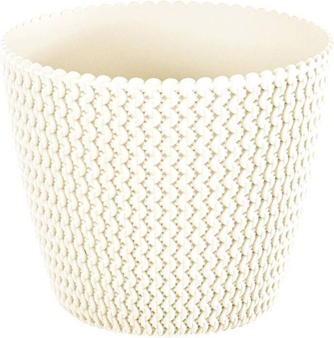 Prosperplast Plantenpot bloempot kunststof dia 16 cm en hoogte 13 cm in het creme wit voor binnen buiten