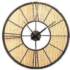 Ptmd Collection PTMD Andis Natural metal wall clock rattan background
