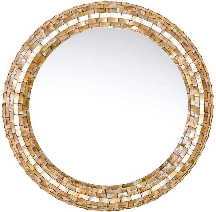PTMD Chelsae Cream poly round shell mirror large