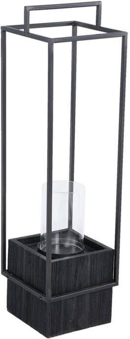 Ptmd Collection PTMD Fass Black metal lantern on base rectangle L