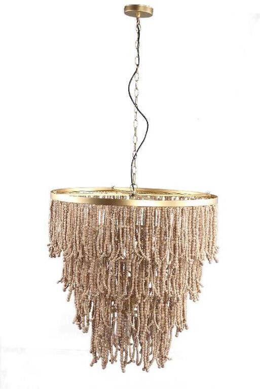 Ptmd Collection PTMD Cille Natural hanging lamp wood beaded loose