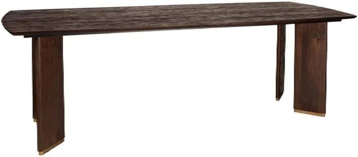 PTMD Liber Brown Mango Wood Dining Table 280cm Gold Leg
