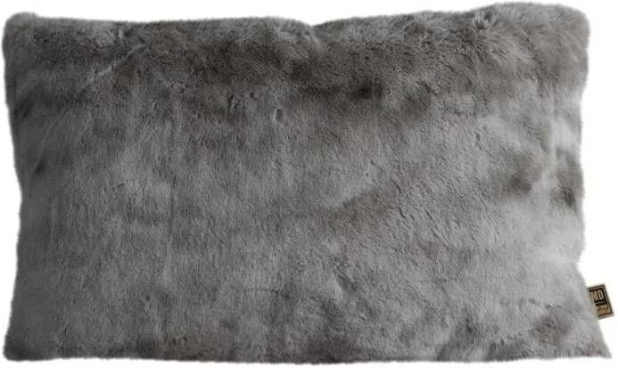 Ptmd Collection PTMD Linde Grey faux fur cushion rectangle